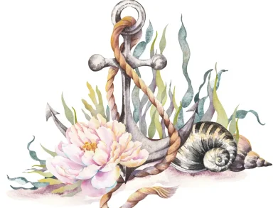Image of an anchor with flowers